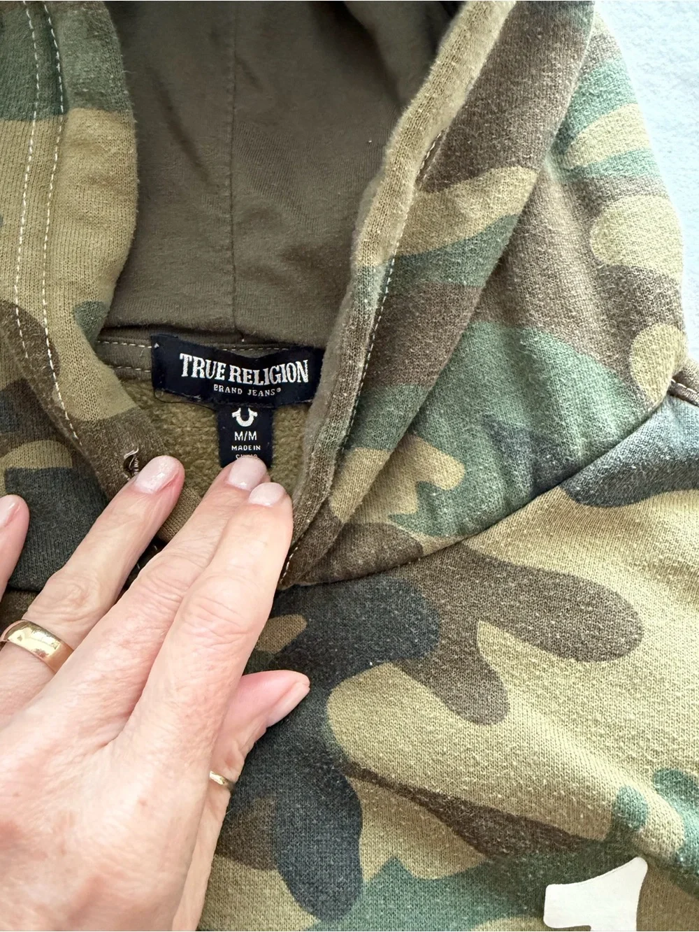 True Religion Men’s Camo Hooded Sweatshirt - Green Camo